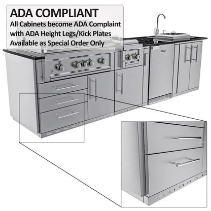 Sunstone Dallas 14′ Outdoor Kitchen Island Package with Gas-Hybrid Charcoal Grill