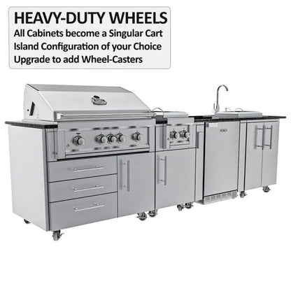 Sunstone Dallas 14′ Outdoor Kitchen Island Package with Gas-Hybrid Charcoal Grill