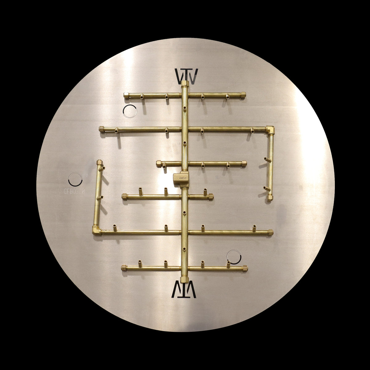 CROSSFIRE U300 burner on 36" circular plate, black background