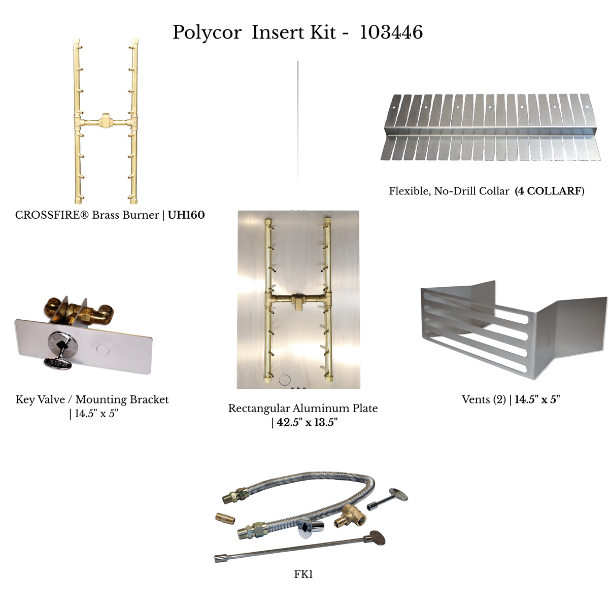 Warming Trends Polycor rectangular fire pit gas insert kit