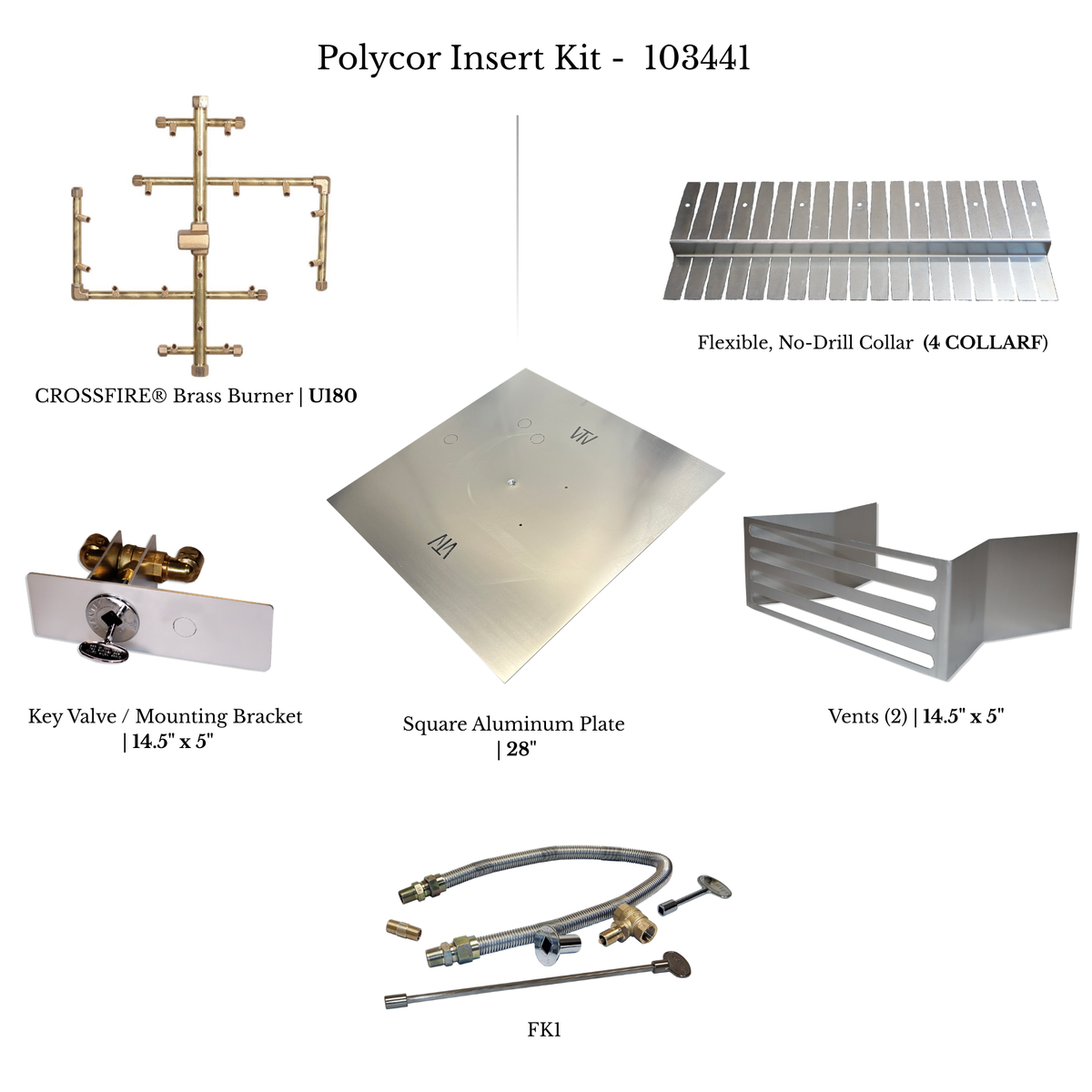 Warming Trends Polycor square fire pit gas insert kit