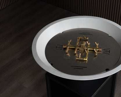 AON Halo round concrete fire bowl in White, angled view