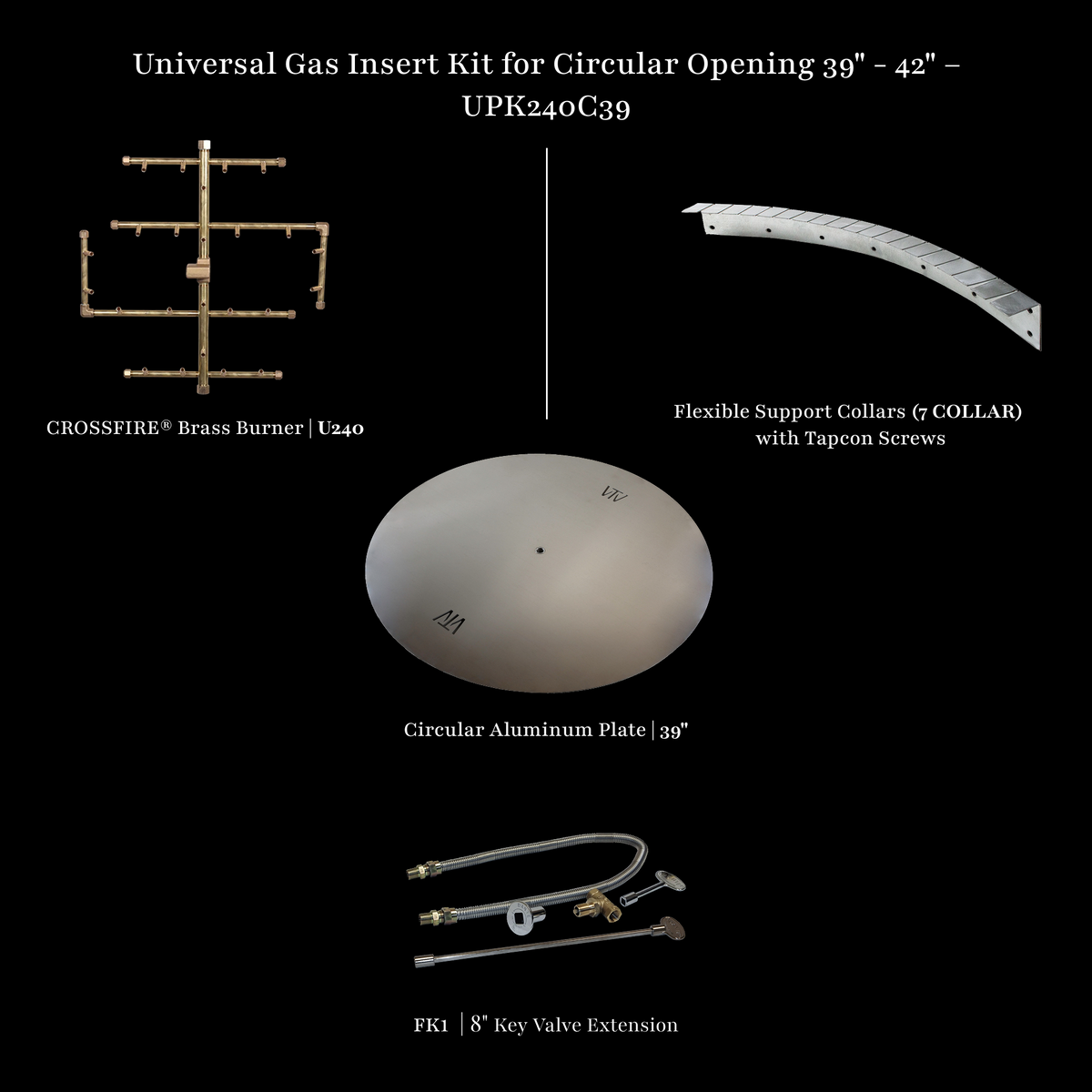 Universal gas insert kit, 39-42 inch circular opening