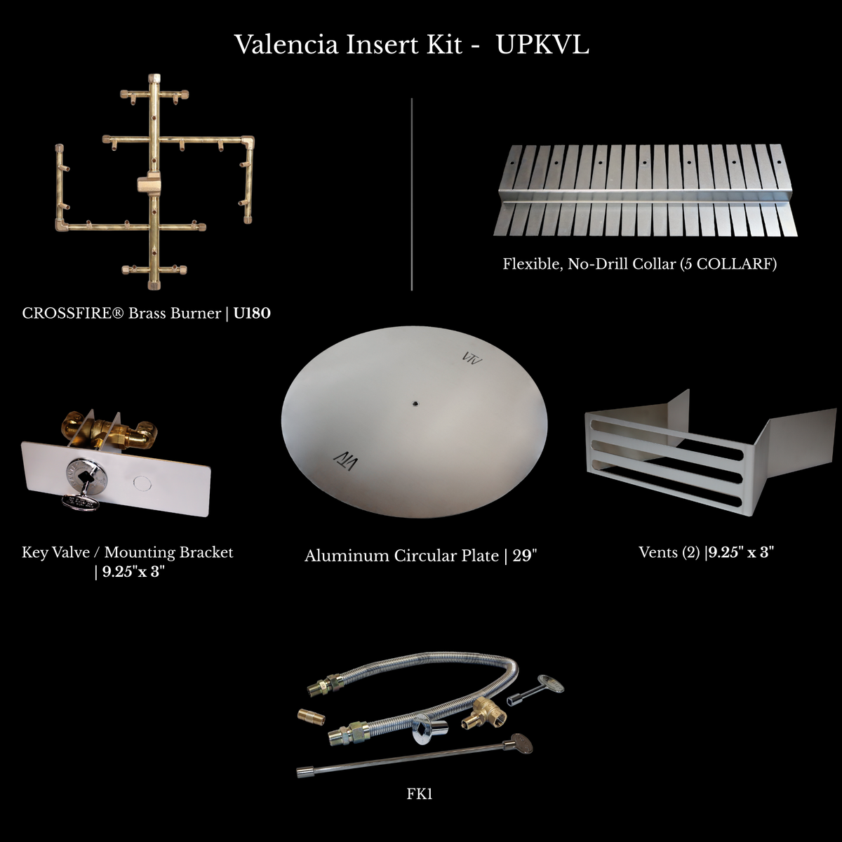 Warming Trends Techo-Bloc Valencia fire pit gas insert kit, alternate view