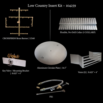 Warming Trends Low Country Palmetto fire pit gas insert kit, alternate view