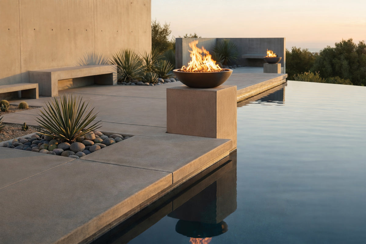 Warming Trends AON Halo concrete fire bowl in Charcoal