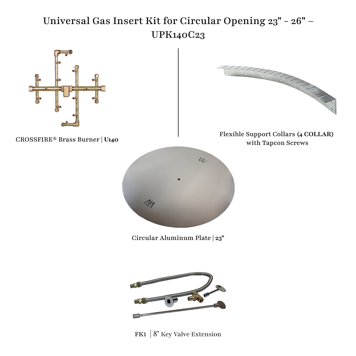 Universal gas insert kit, 23-26 inch circular opening