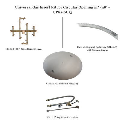 Universal gas insert kit, 23-26 inch circular opening