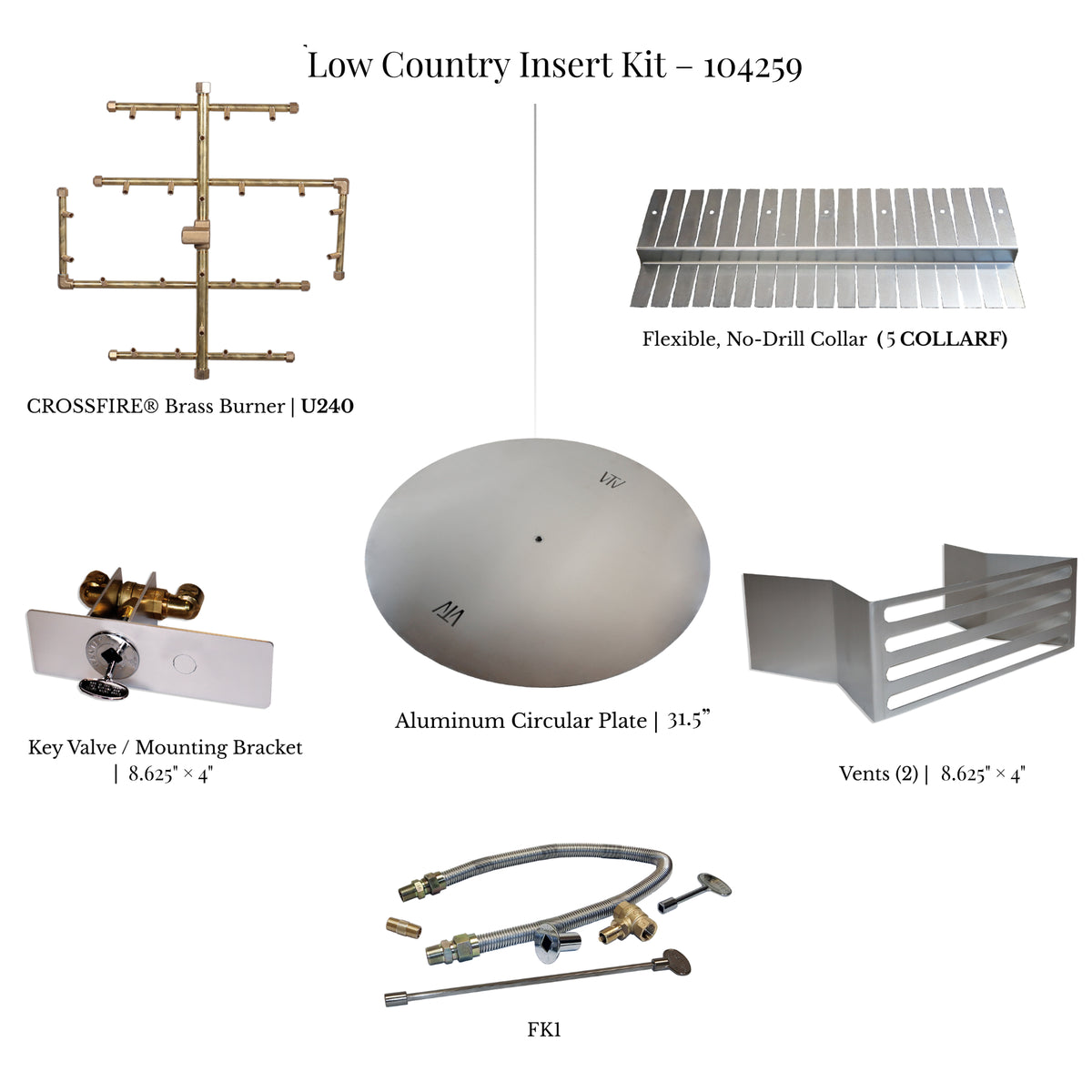 Warming Trends Low Country Palmetto fire pit gas insert kit