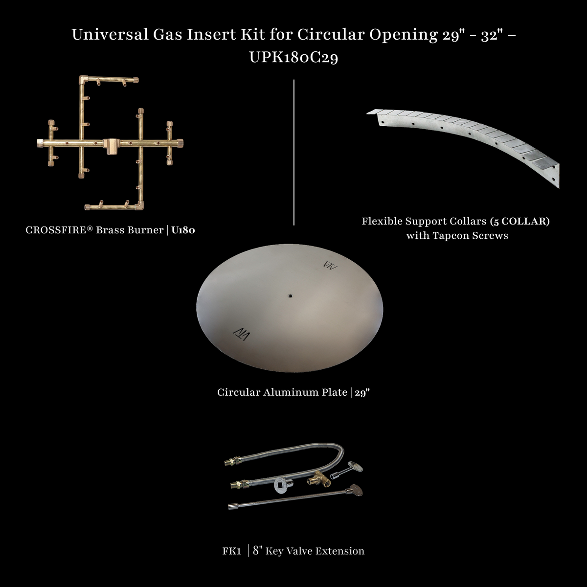 Universal gas insert kit, 29-32 inch circular opening, alternate view