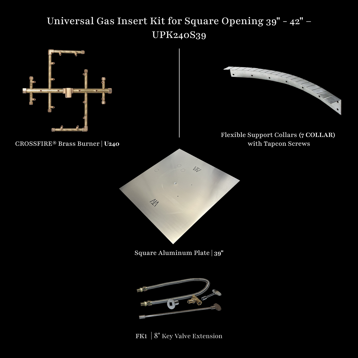 Universal gas insert kit, 39-42 inch square opening