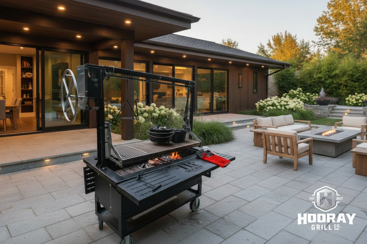 Hooray Grill Co. Logo Overlay on Luxury Patio