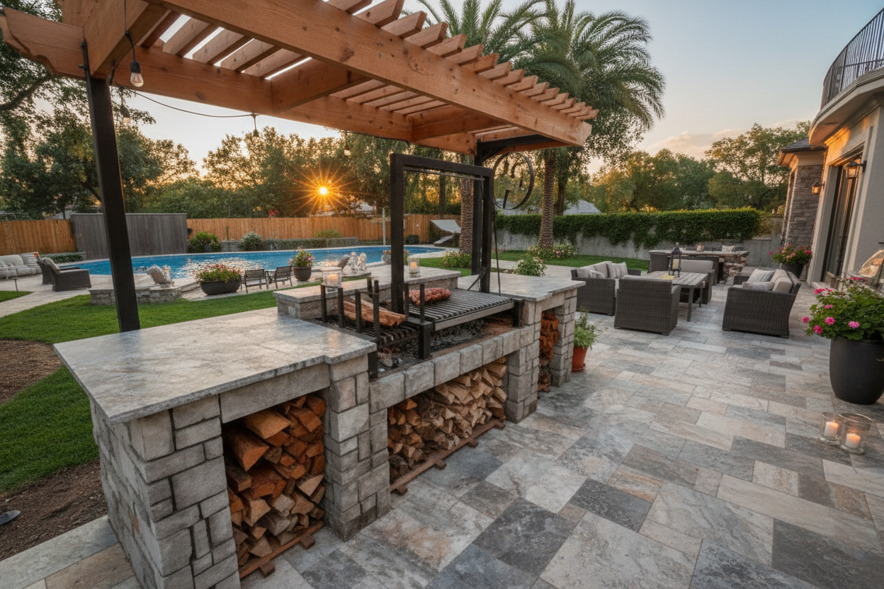 Luxury Paver Patio Outdoor Kitchen