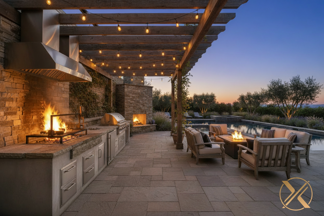 The Luxe Patios - Hero Banner with Logo