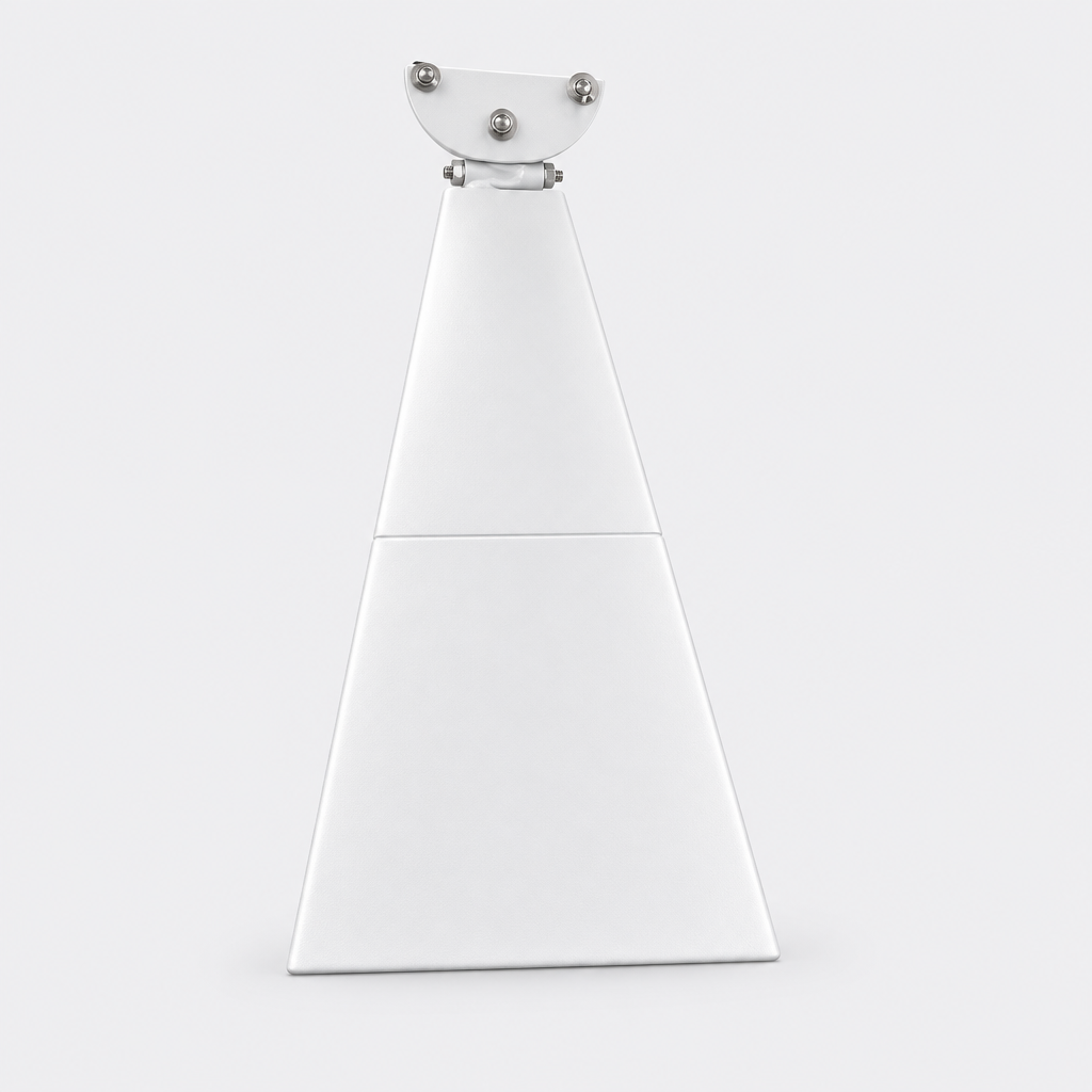 White patio heater hanging bracket on a light grey background